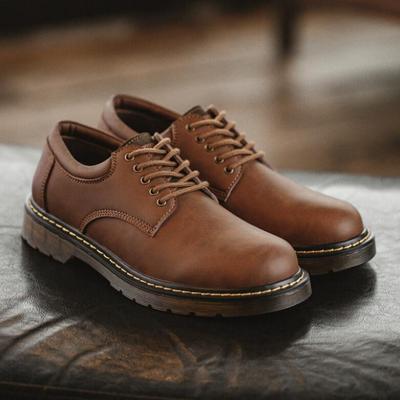 Men's British Genuine Leather Shoes Spring Autumn Outdoor Casual Work Ankle Boots Designer Luxury Low Top Safety Shoes
