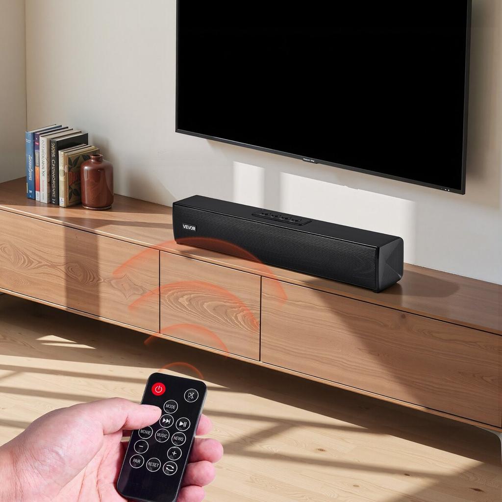 Sound Bar for Smart TV, 2.0 Channel, 450 mm Compact Soundbar TV Speakers for Projector, Bluetooth AUX Connection, Remote Control, Easy Setup, 80W