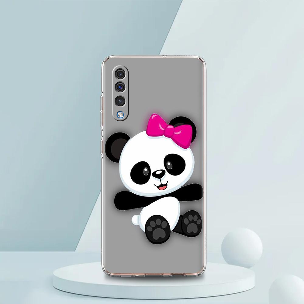 Cute Animal Panda Luxury Transparent Phone Case for Samsung Galaxy A12 A02 A03S A50 A70 A40 A10 A20 A30 Cover Silicone Shell Bag