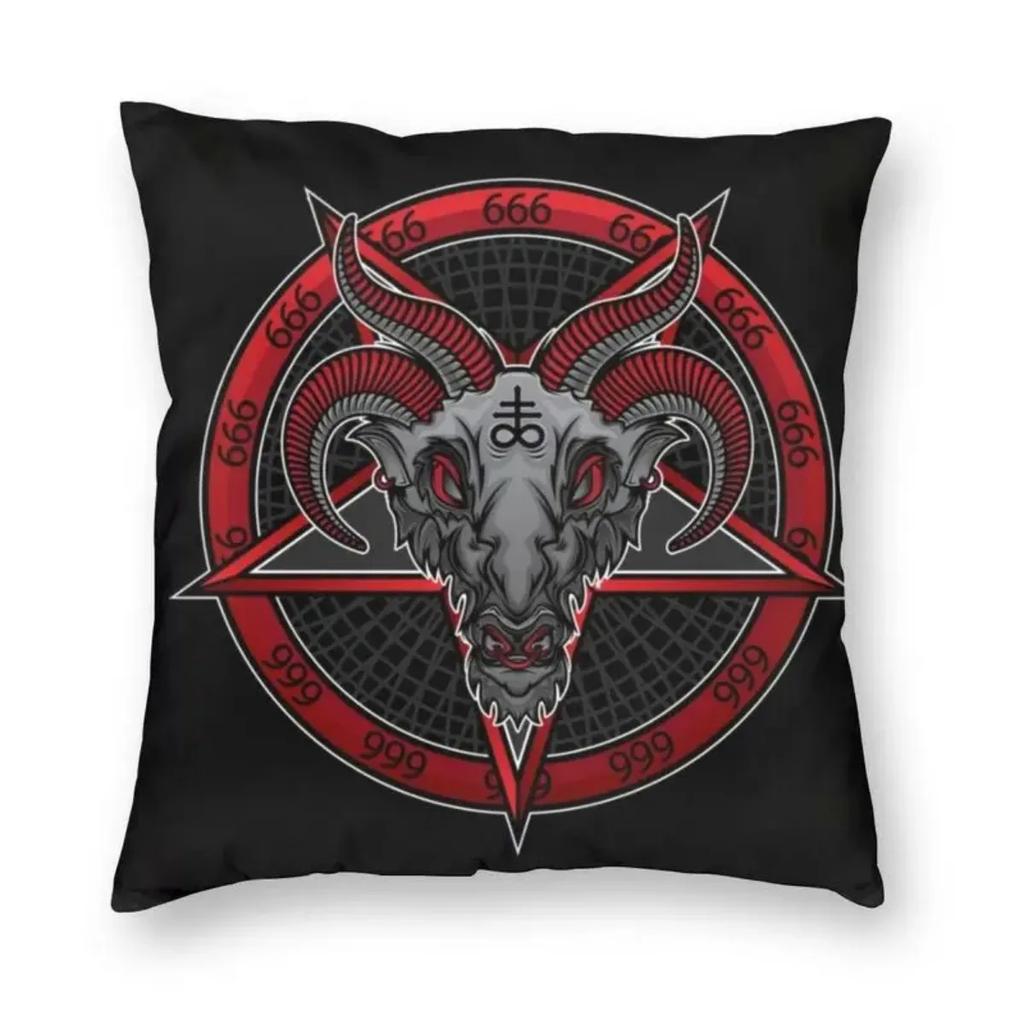Devil Baphomet Damask Hail Satan Cushion Cover Satanic Leviathan Cross Throw Pillow Case for Sofa Pillowcase Home Decor  40x40cm