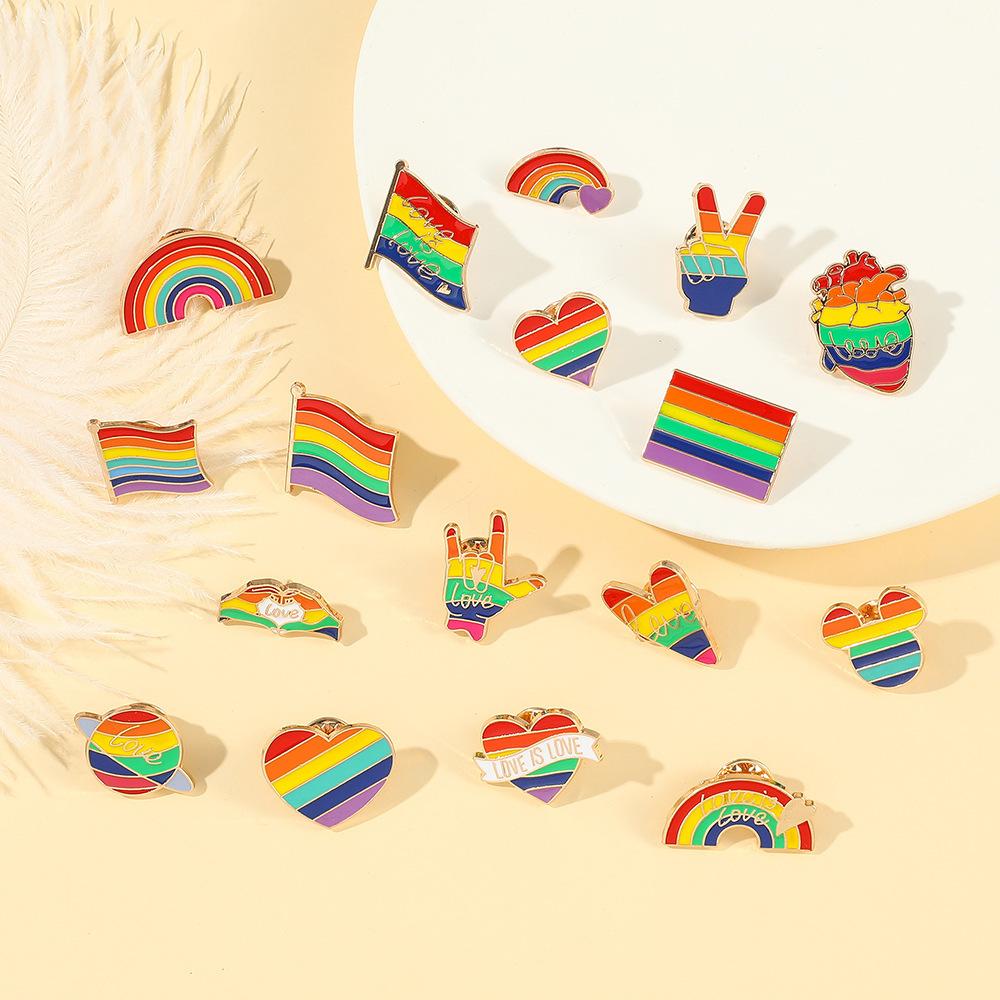 10/20Pcs Rainbow Colorful Metal Pins Love Funny Enamel Badge For Backpack Hat Clothes Creative Lapel Brooches Decor Jewelry Gift