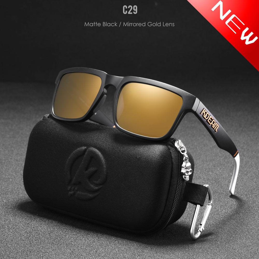 New KDEAM Brand High Quality Men Square Sunglasses Colors Sports Polarized Sun Glasses Reflective Coating Mirrored Lens