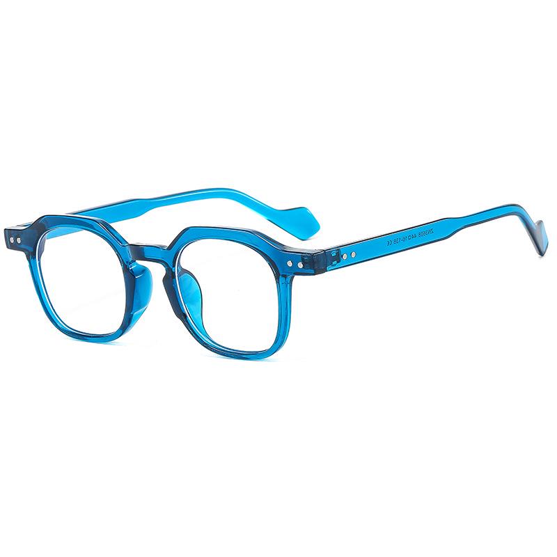2022 Retro Metal Hinge Square Blue Light Glasses with Rivets прозрачный синий