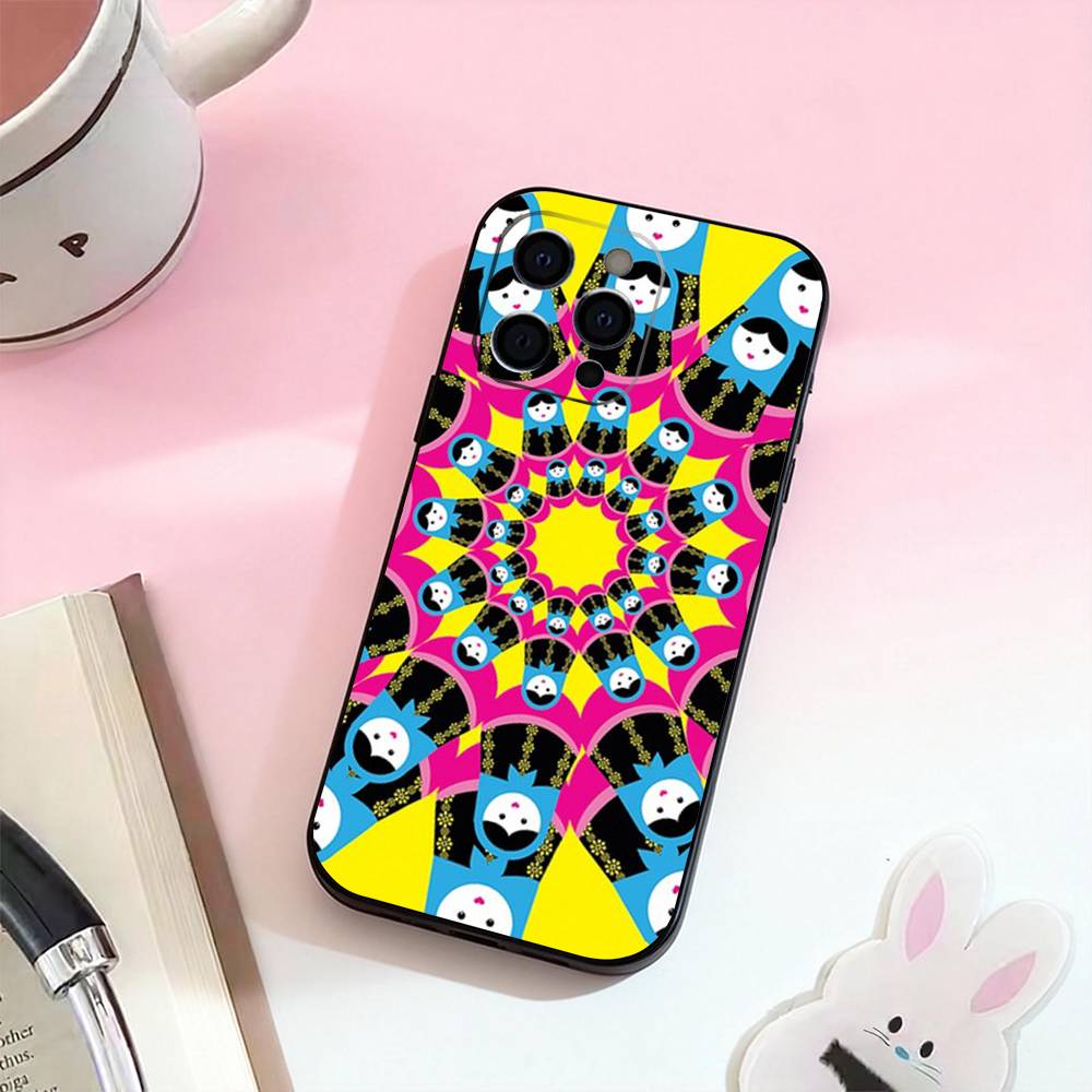 Russian Dolls Matryoshka Phone Case For iPhone 17,16,15,14,13,12,11 Plus,Pro Max,Soft Silicone Black Cover