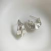Irregular Pleated C-Shaped Earrings: Simple, Versatile Geometric Studs for Women - Trendy Internet Celeb Style