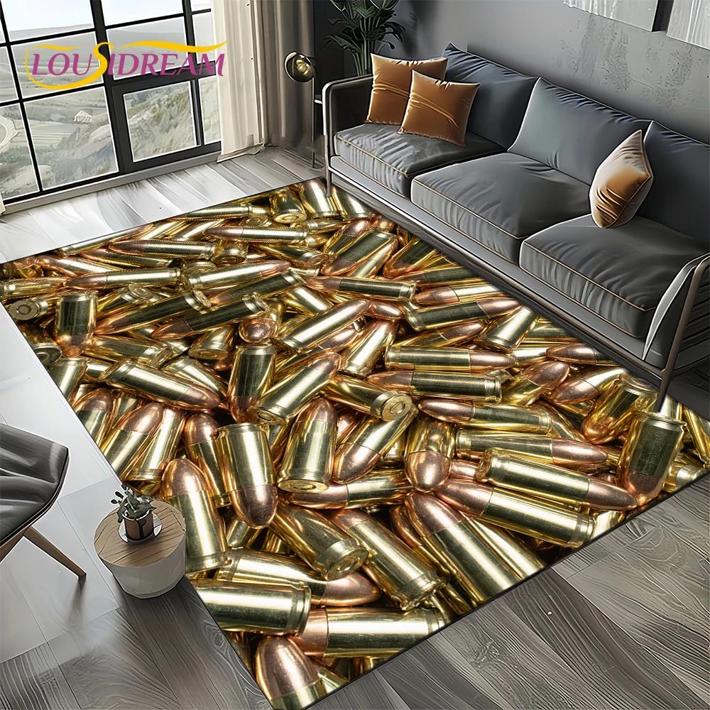 27 Style Retro Guns Pistol Ammunition Bullet Cartridge AK M4 Rug Carpet for Living Room Bedroom Decor,Non-slip for Sofa Doormat