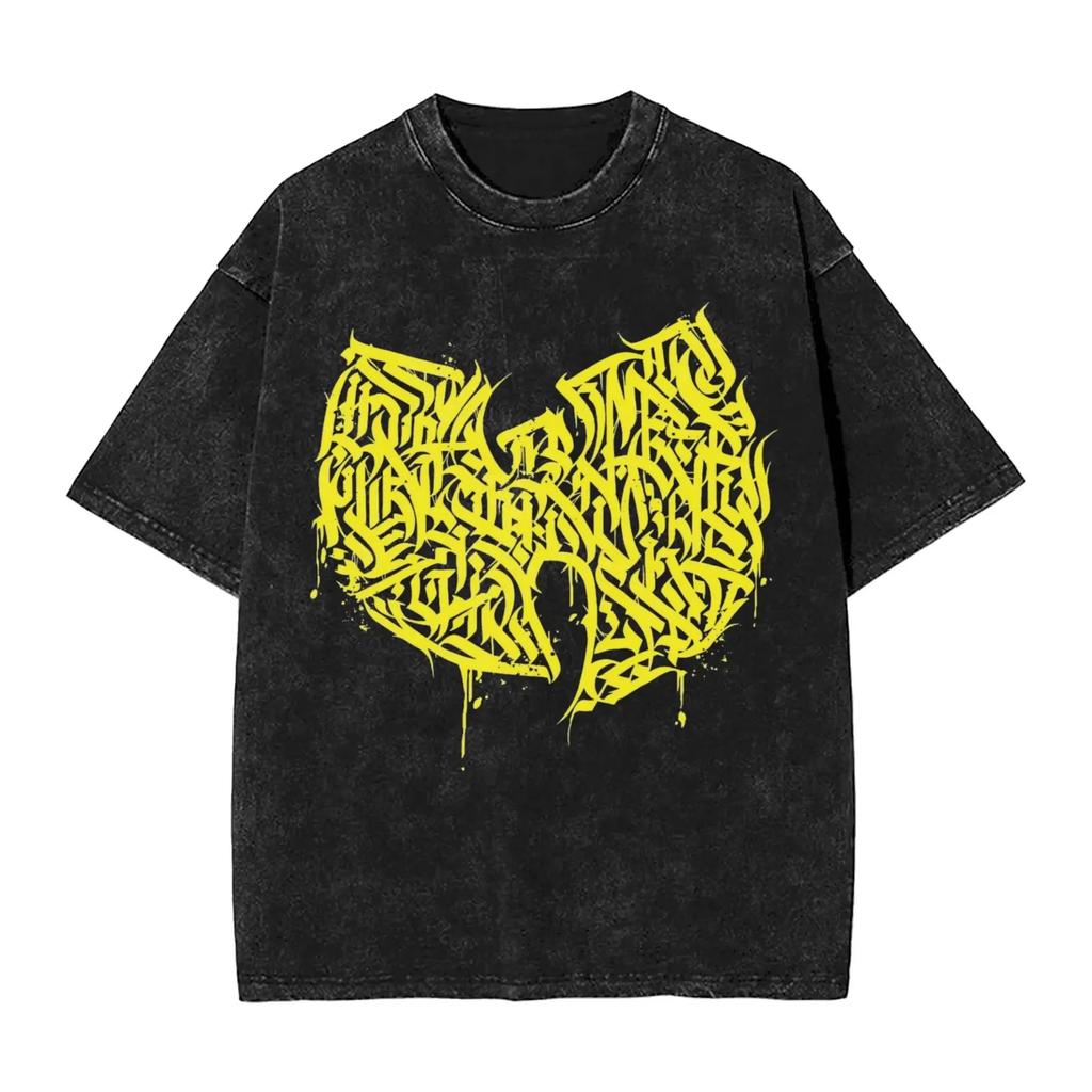 Heißer Verkauf Clan Wu Tang Globale Tour Mercah Grafikdruck T-Shirt Harajuku Mode Übergroßes T-Shirt Unisex Vintage Gewaschene Baumwolle Oberteile