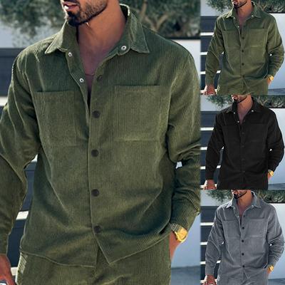 Spring And Autumn Men'S Jacket Work Jacket Long Sleeve Shirt Casual Lapel Corduroy Jacket Men'S