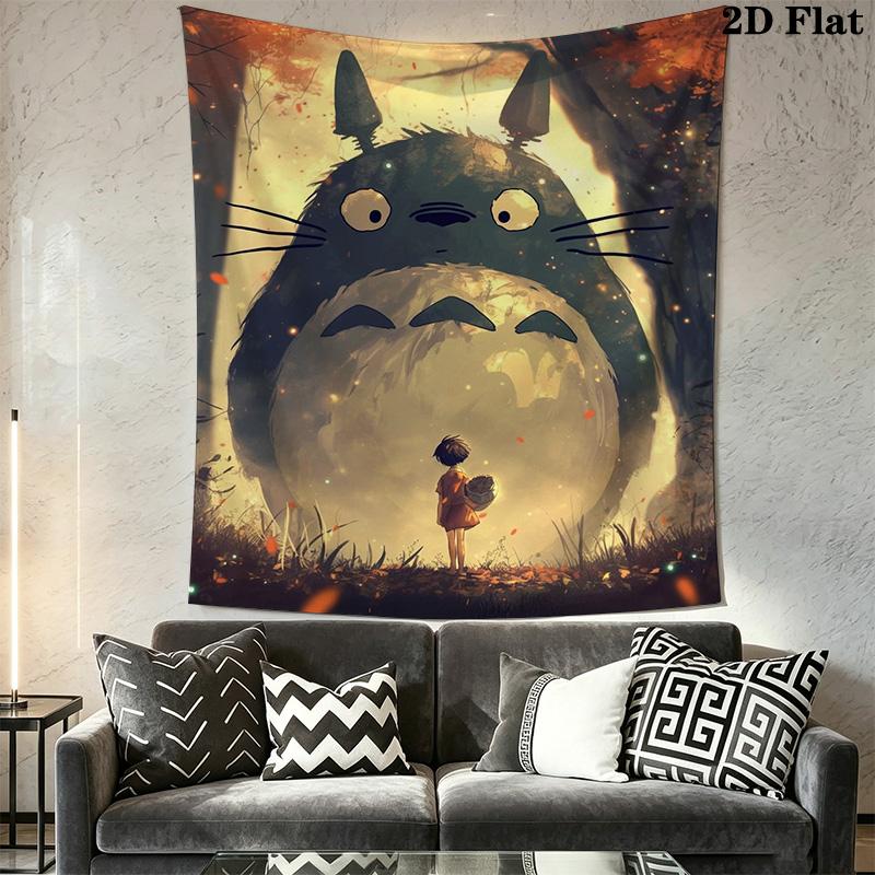 Neighbor Totoro Adventure Forest Tapestry Background Cloth Wallmounted Work Of Art Christmas Gift Atmospheric Background Cloth