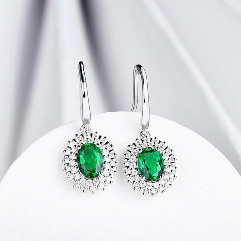 100 %925 Sterling Silver Emerald Moissanite Gemstone Drop Dangle Wedding Engagement Earrings Fine Jewelry For Women