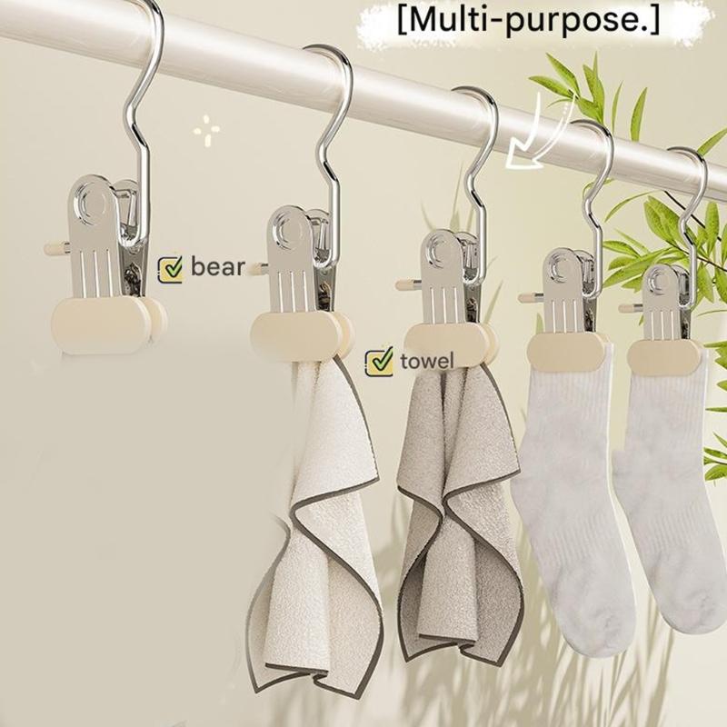 Practical Nonrust Steel Hanger Clip Featuring Double Capacity Design And No Residues Grip Nonslip Wide Clothespins