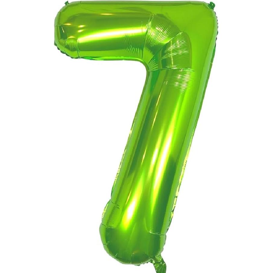 DIWULI Number Balloons 40 Inch Green - Large Number 12 Balloons, Big Green Balloons, Helium 12th Birthday Party Decorations Supplies Foil Balloons 7: Seven