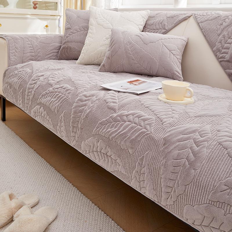 

Новый зимний утолщенный короткий плюшевый жаккардовый диван с краями полотенец, нескользящий чехол для дивана, стильный секционный L-образный угловой чехол, ткань 45x45cm pillowcase серый