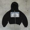 ZYLLO Y2K Retro Hoodies für Herren und Damen Bedruckte Personalisierte Muster Streetstyle Street Kapuzen-Cardigan Lange Ärmel