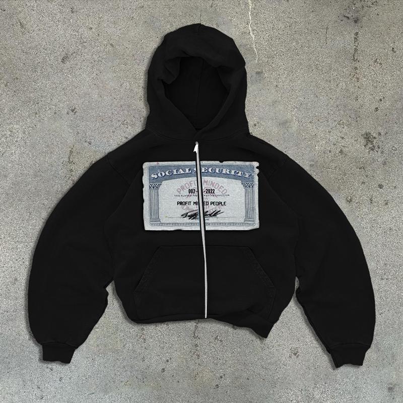 ZYLLO Y2K Retro Hoodies für Herren und Damen Bedruckte Personalisierte Muster Streetstyle Street Kapuzen-Cardigan Lange Ärmel