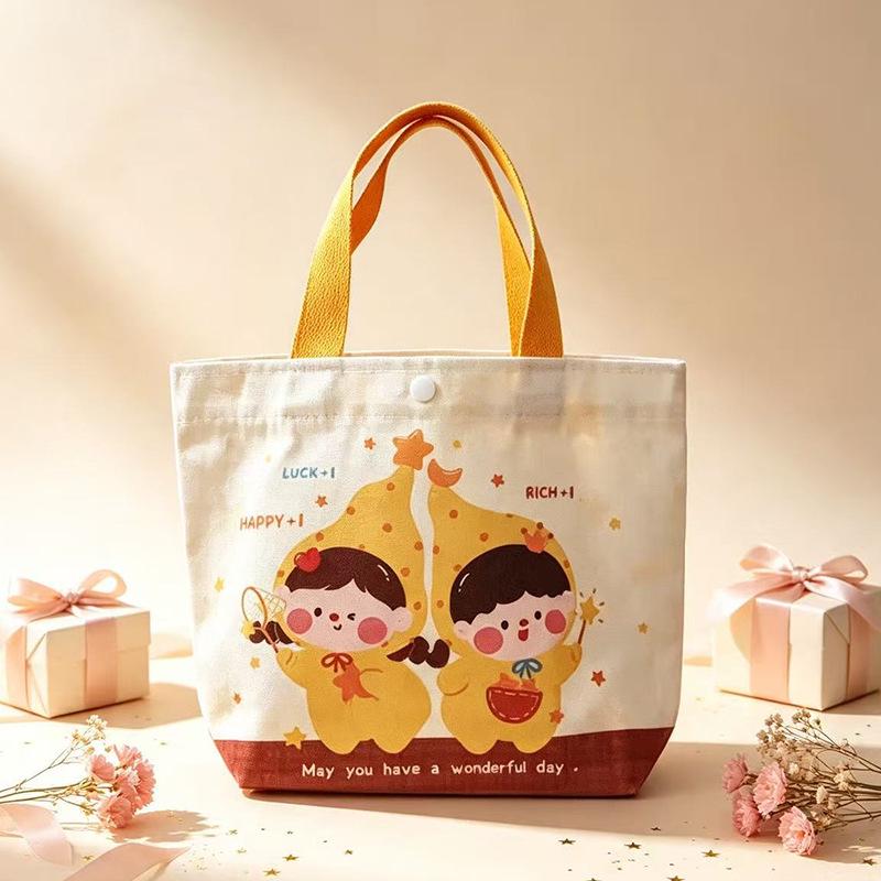 Cartoon Canvas Gift Bag for Birthdays, Festivals, Souvenirs, and Outings – Eco-friendly & Durable