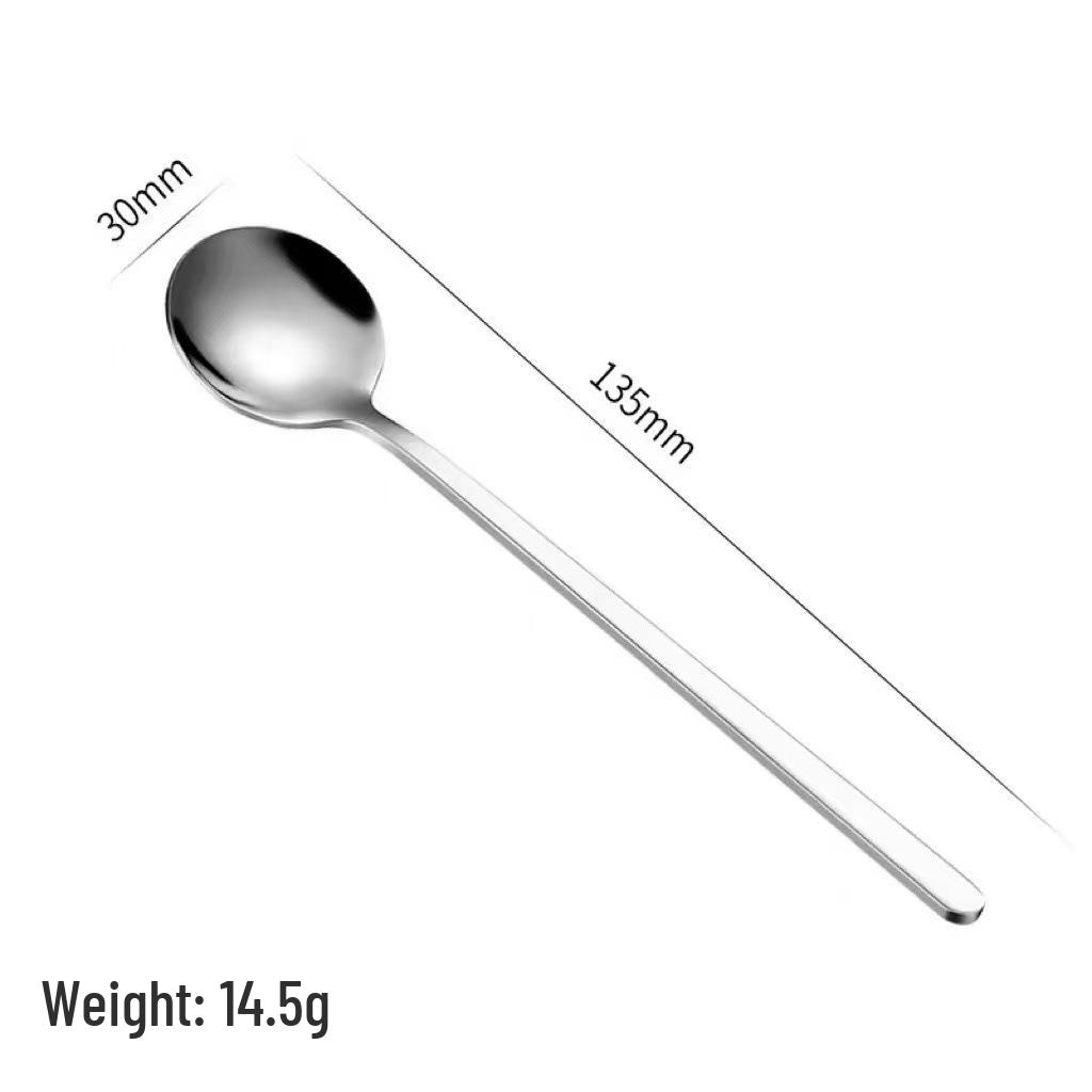 Stainless Steel Long Handle Round Spoon for Coffee, Dessert, Honey, and Stirring