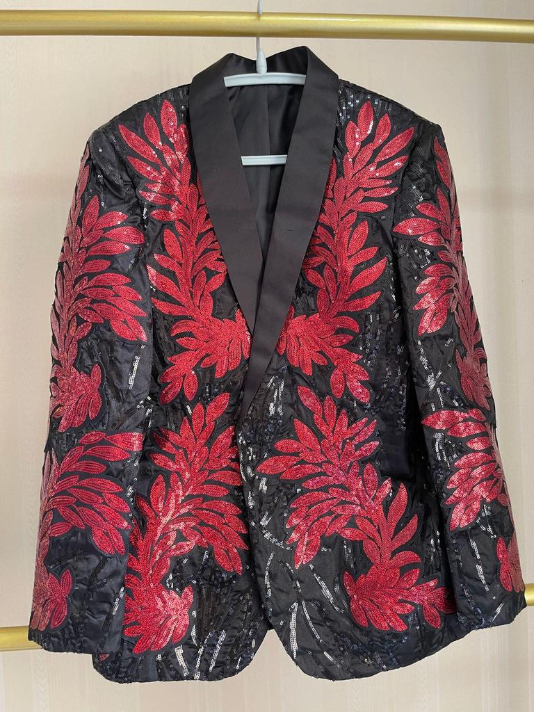 Men's Gold Sequin Patch Performance Suit Jacket