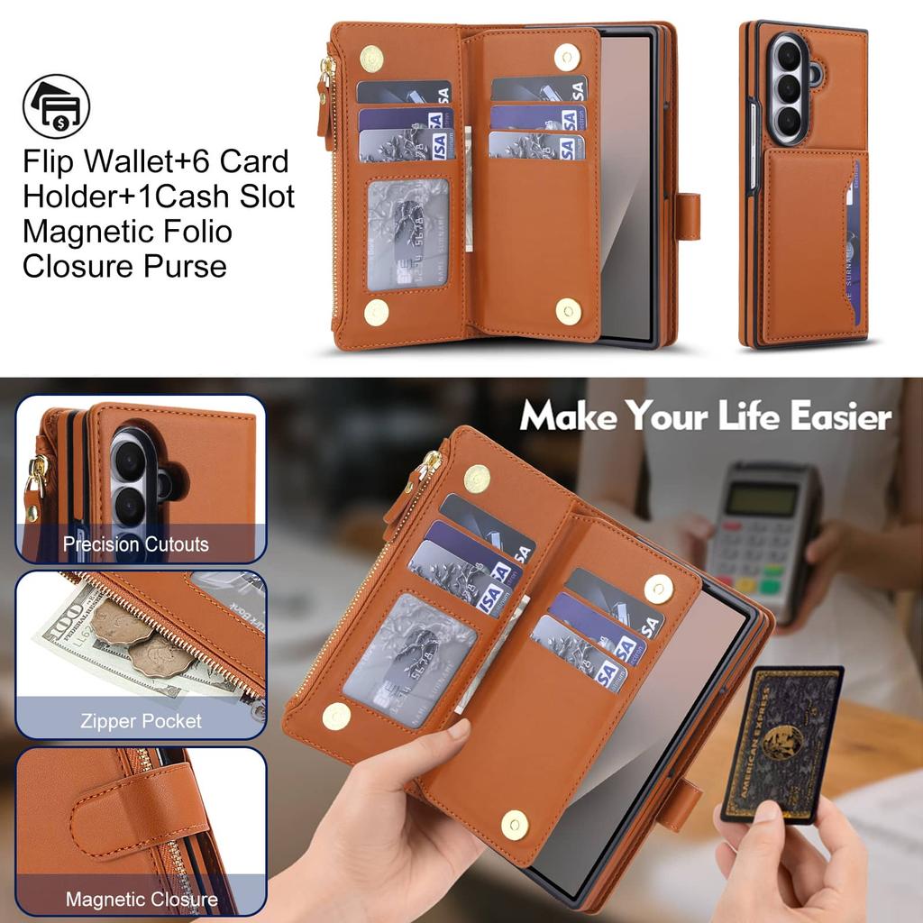 עבור Samsung Galaxy Z Fold 8 Ultra Fold 8 נרתיק ארנק כיסוי טלפון מגנטי נשלף רצועת יד שרוך ורצועת כתף