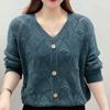 Plus Size Women V Neck Long Sleeve Knit Sweater Mom Spring Autumn Pullover Loose Fit Stomach Covering Outerwear Top