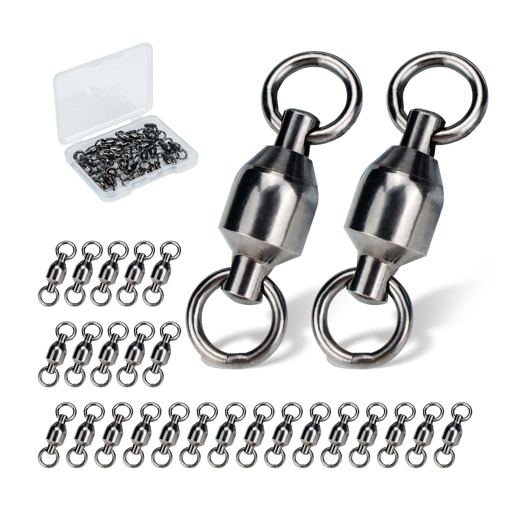 

Piscorush Ball Bearing Swivel Set of 25 Stainless Steel Black Nickel Snap Welded Fishing Power Rolling Fishing Gear Sea Fishing Sizes Set of - Swivel,