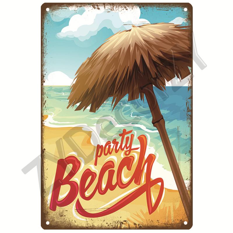 Hawaii Beach Tin Sign Poster Vintage Wall Poster Metal Sign Decorative Wall Plate Kitchen Plaque Metal Vintage Decor Accessories