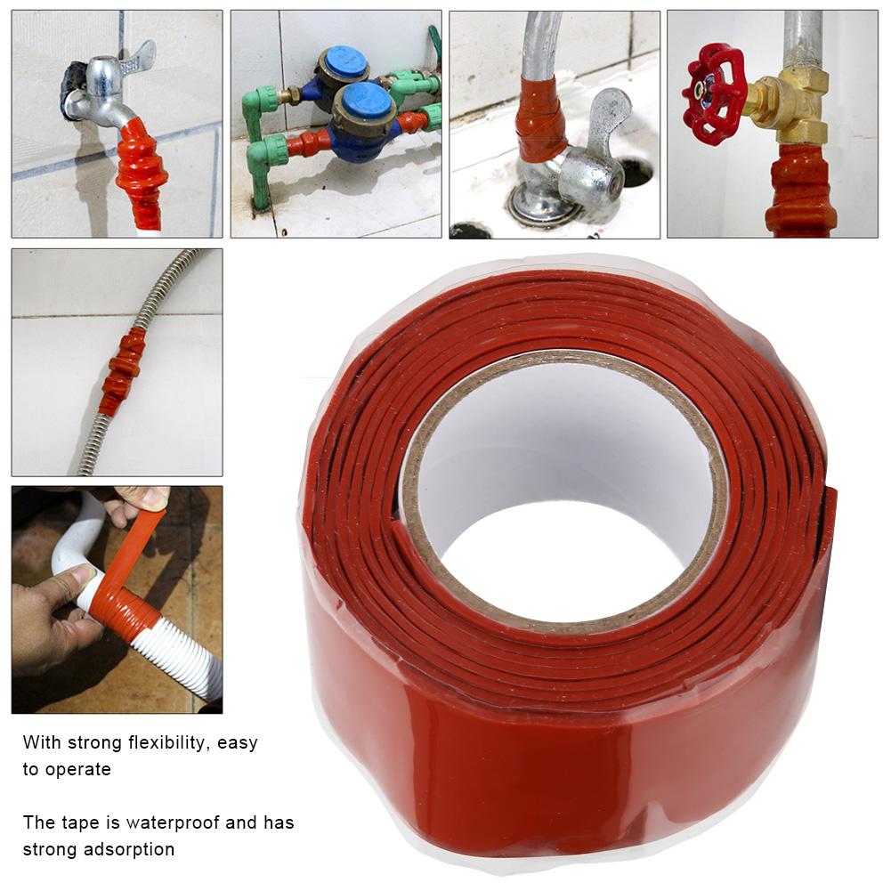Waterproof Tape Strong Stickiness PVC PPR Pipes Repairing Supplies 1 Meter Length WhiteCelsiusRed