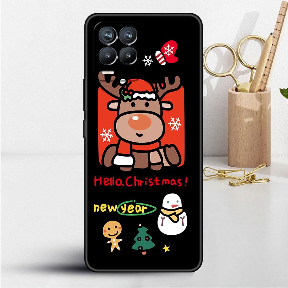 Coque pour Realme 8 C21y GT Neo 2 3 8i C21 7 C11 6 C12 C35 C3 GT 9 Pro C12 Master Funda Housse de Téléphone Bonhomme de Neige Noël Mignon