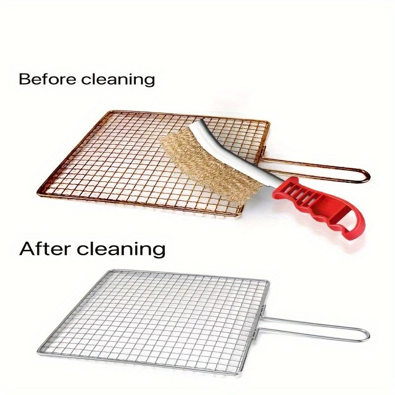Multi-function Tool Wire Brush Copper Plated (Stainless Steel Brush, 1PCS) Long Handle Kitchen Grill Special Plate Rust Removal