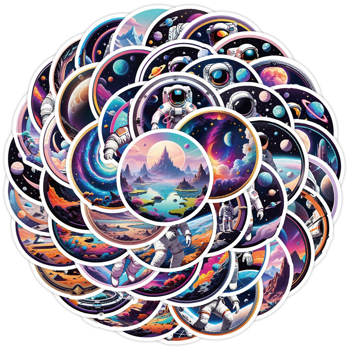 

50 Милых Граффити-наклеек Серии Астронавтов для Канцелярии, Стаканов для Воды и Компьютера Водонепроницаемые Декоративные Наклейки