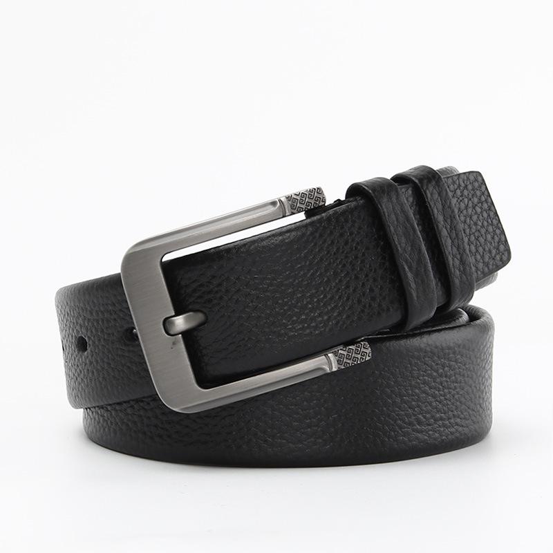 New Belt for Men's Genuine Leather Business Head Layer Cowhide Pin Buckle Belt Simple Classic Men's Trouser Belt