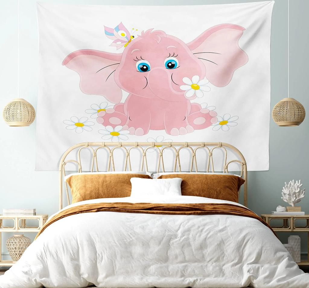 Cute Cartoon Baby Elephant Tapestry Office Living Room Tapestry Home Wall Decoration Tapestry