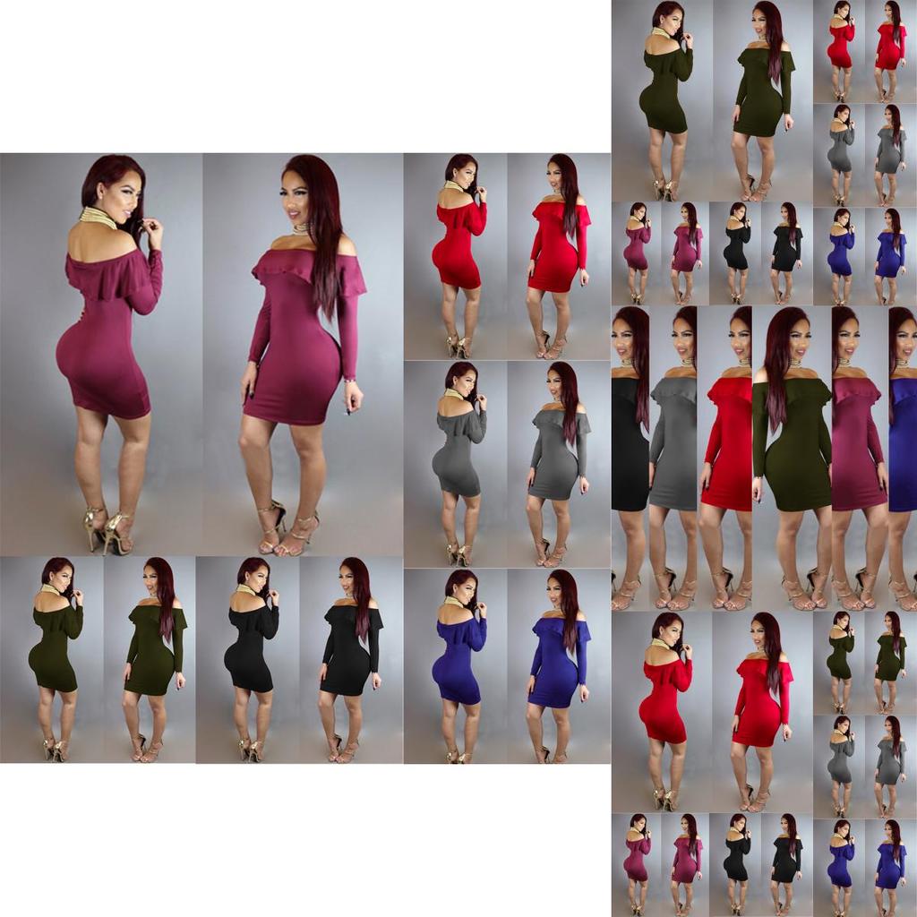 Elegant Women Strapless Bodycon Long Sleeve Evening Party Mini Dress Off Shoulder