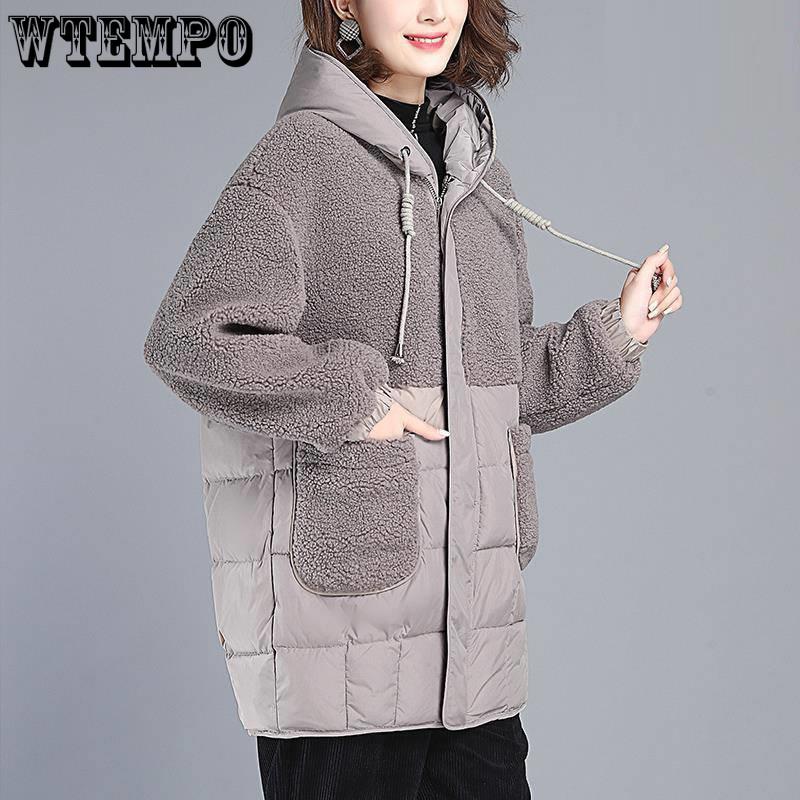 Bavlněné oblečení Dámské Bavlna střední délky Nové zesílené bavlněné oblečení Korejský styl Volný Velký kabát pro maminku z imitace jehněčí vlny