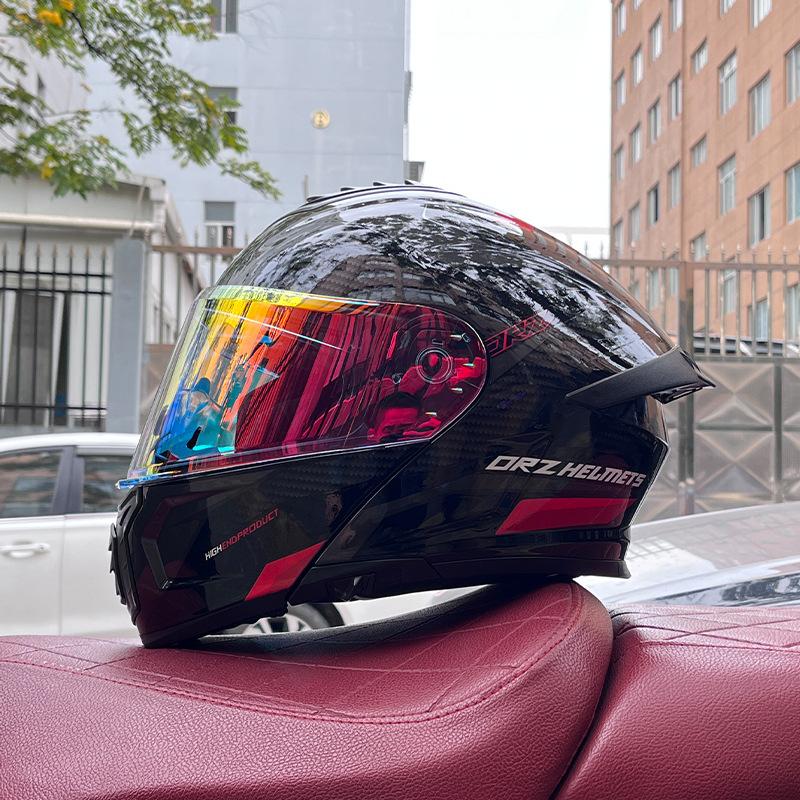 Electric vehicle helmet men's and women's face-opening helmet summer double mirror tail semi-full cover type personalized four-season Bluetooth couple