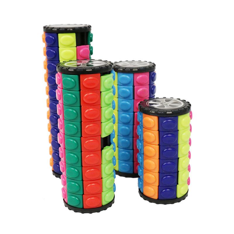 Diy Children'S Educational Three-Dimensional Magic Tower, Corn Rubik'S Cube Development Intelligence Rubik'S Cube Toy Cylindrical Rubik'S Cube