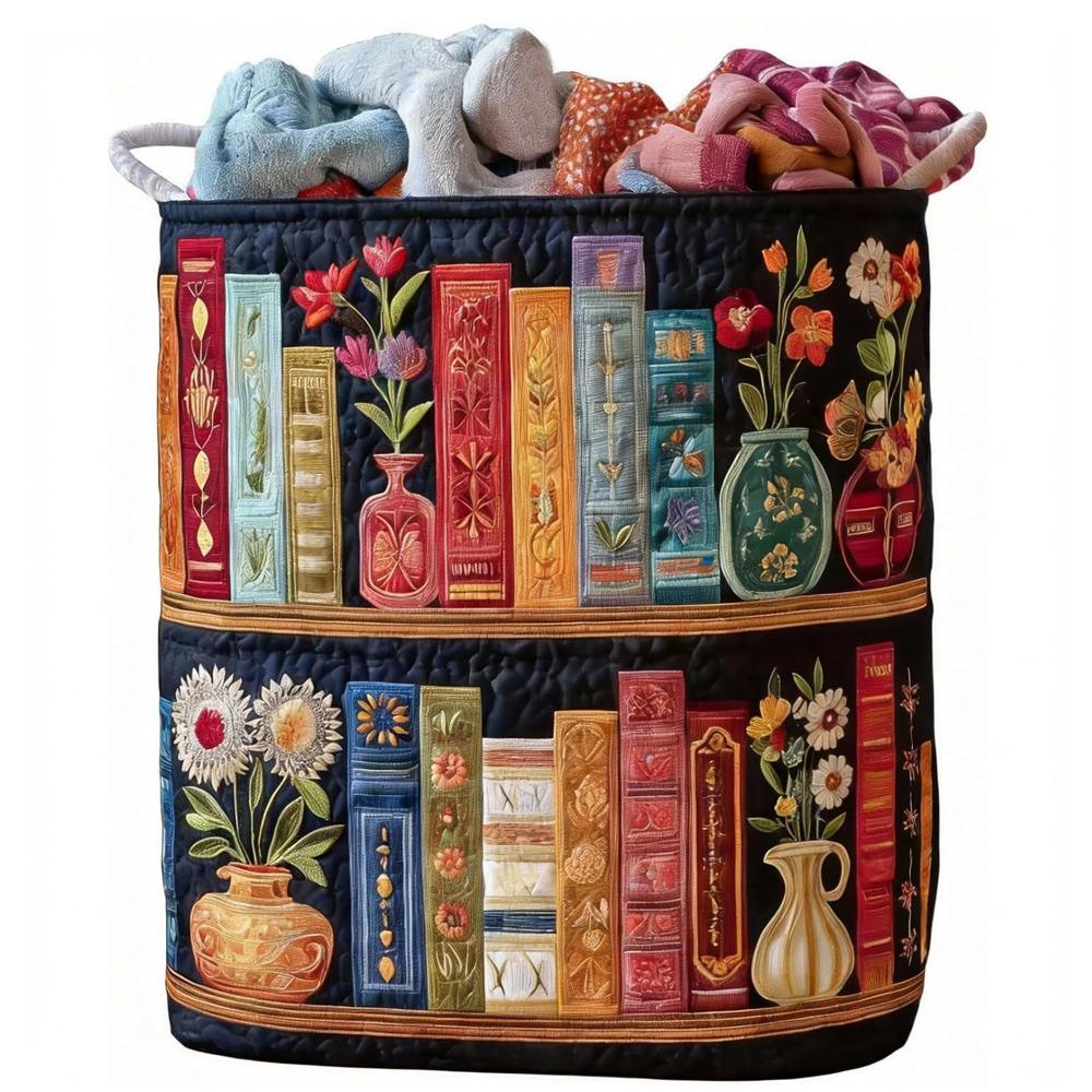 

Large Capcity Quilted Laundry Basket with Handle Clothes Toy Organizer Fabric Floral Storage Bag 2