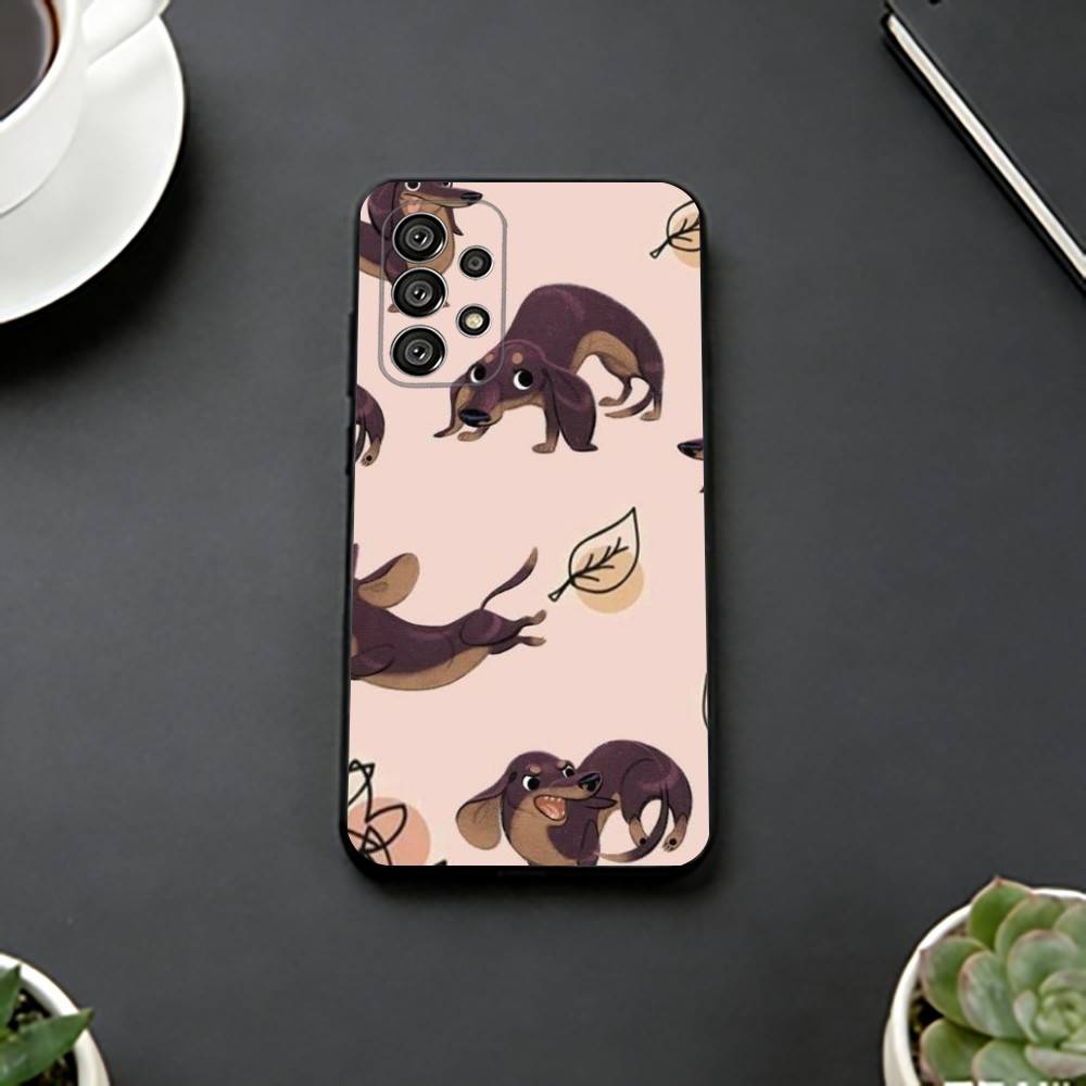 Cute Dachshund Sausage D-Dog Phone Case For Samsung S25,S24,S21,S22,S23,S30,Ultra,S20,Plus,Fe,Soft Silicone Black Cover