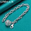 925 Sterling Silber Hohl Runde Kugel Anhänger Armband Für Frauen Hochzeit Mode Party Schmuck