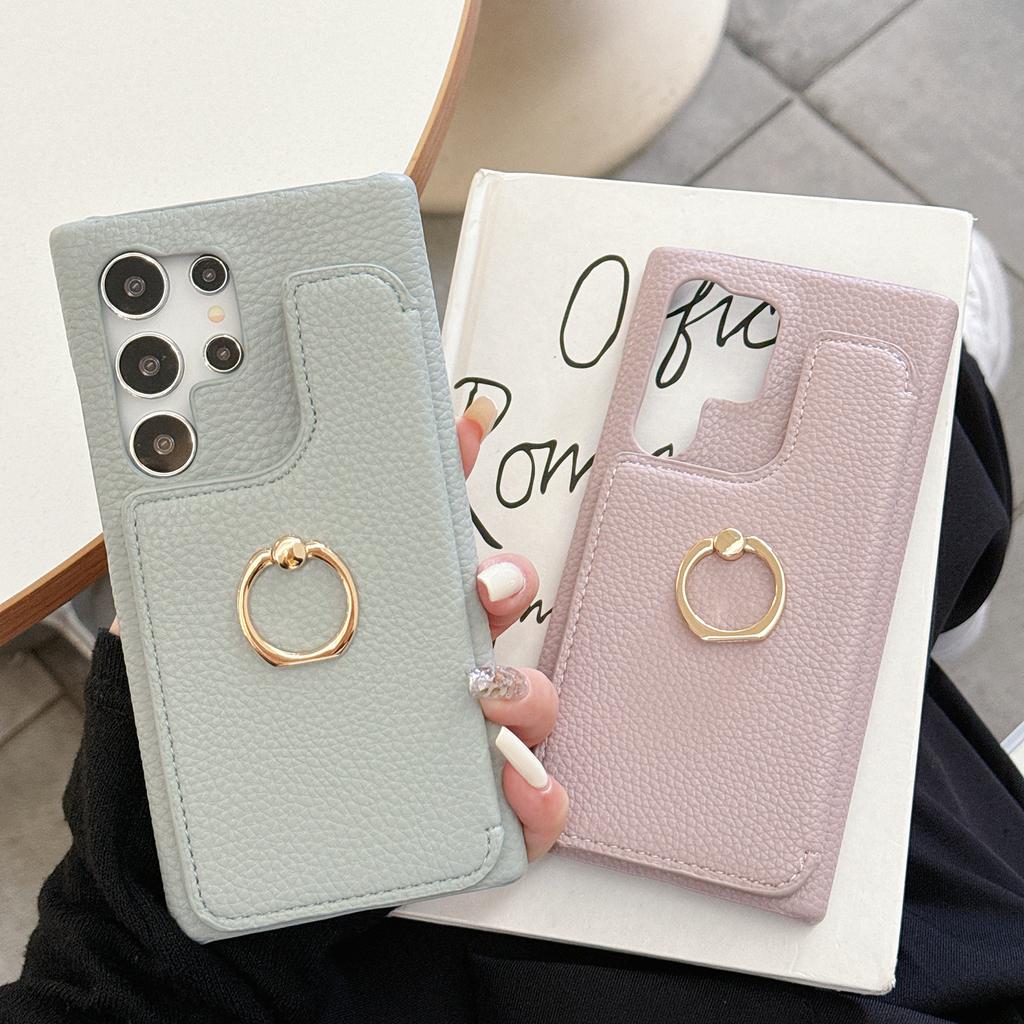 Mirror Cards Solt Leather Wallet Bag Ring Holder Case For Samsung Galaxy S24 Ultra S23 Plus S22 S21 A34 A35 A55 A15 A24 Cover