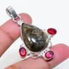 Natural Labradorite, Garnet 925 Sterling Silver Jewelry Pendant 2.05" AP-16157
