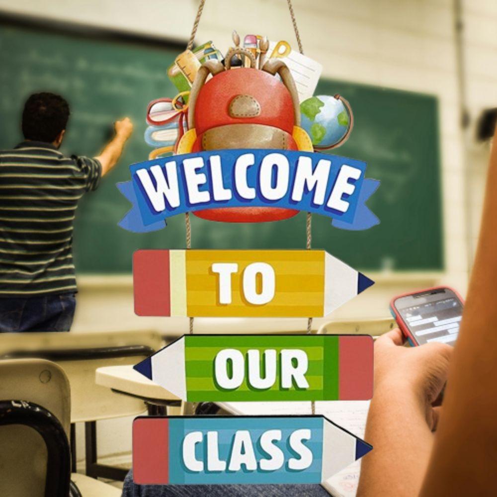 Returning To School Welcome To School Signs Backpack Pencil Wooden Hanging Board  for Party