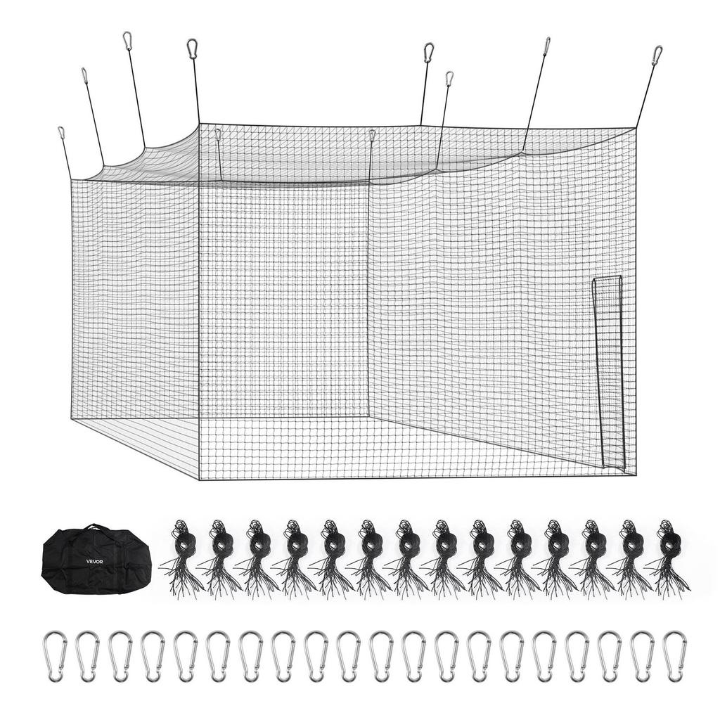 Baseball Batting Cage, 12700 X 3900 X 3080mm Freestanding Portable Batting Cage, Hitting Cages with 30-Ply Knotted HDPE & Carabiner Hooks, Battings
