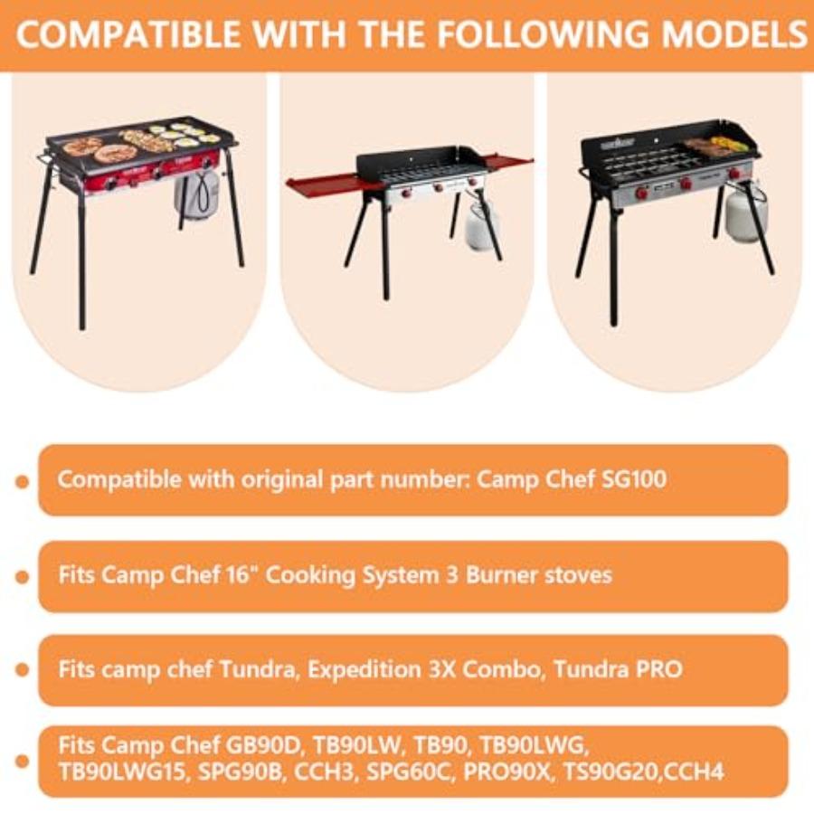 16 x 38 Flat Top Griddle for Camp Chef 3 Burner Stove SPG90B GB90D TB90 TB90LW TB90LWG TB90LWG15 CCH3 Outdoor Cooking Accessory