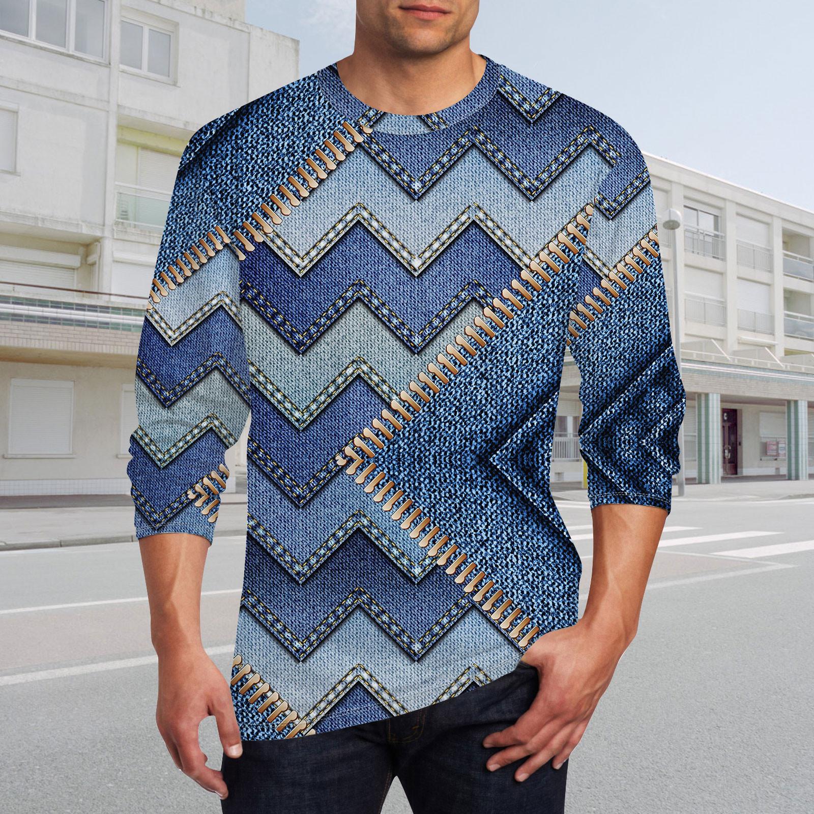 Муж. Футболка Круглый вырез Одежда Одежда На открытом воздухе Длинный рукав С принтом — фото 6