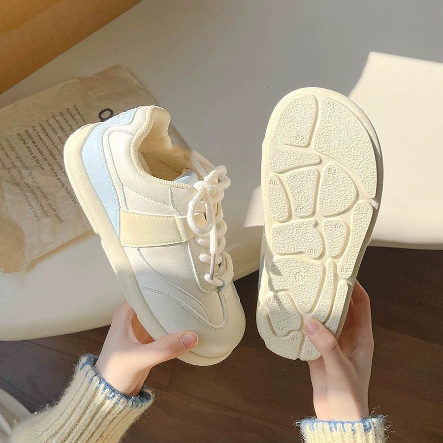 Super Light and Thin Versatile Shoes Thick Baseplate Shoes Women's New Spring and Autumn Retro Little White Shoes