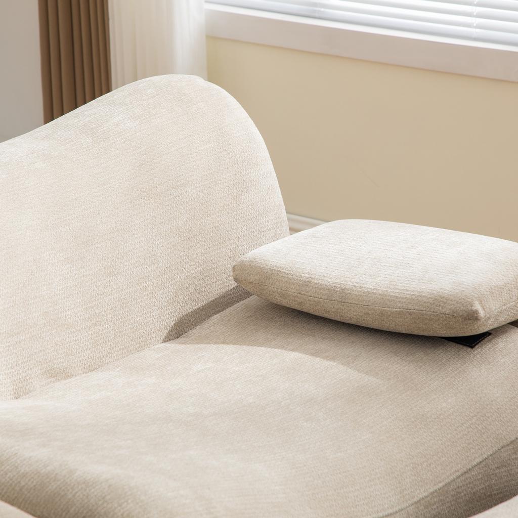 Modular compression sofa made of chenille fabric, filled with 30D high-elastic foam. Easy to move, non-slip base, ideal for living room. Light Khaki
