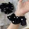 2pcs Black Velvet Hair Rings with Imitation Pearls | Vintage Style, Solid Color, Perfect for Autumn and Winter