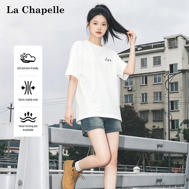 

La Chapelle 2026 Summer Letter Print Heavyweight Cotton Loose Fit T-Shirt 2XL