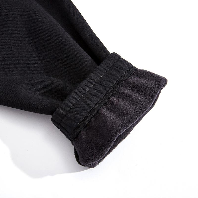 Li-Ning Solid Color Fleece Elastic Waist Loose Straight Leg Knit Sports Pants Men Bottoms Black AKLUE29-1